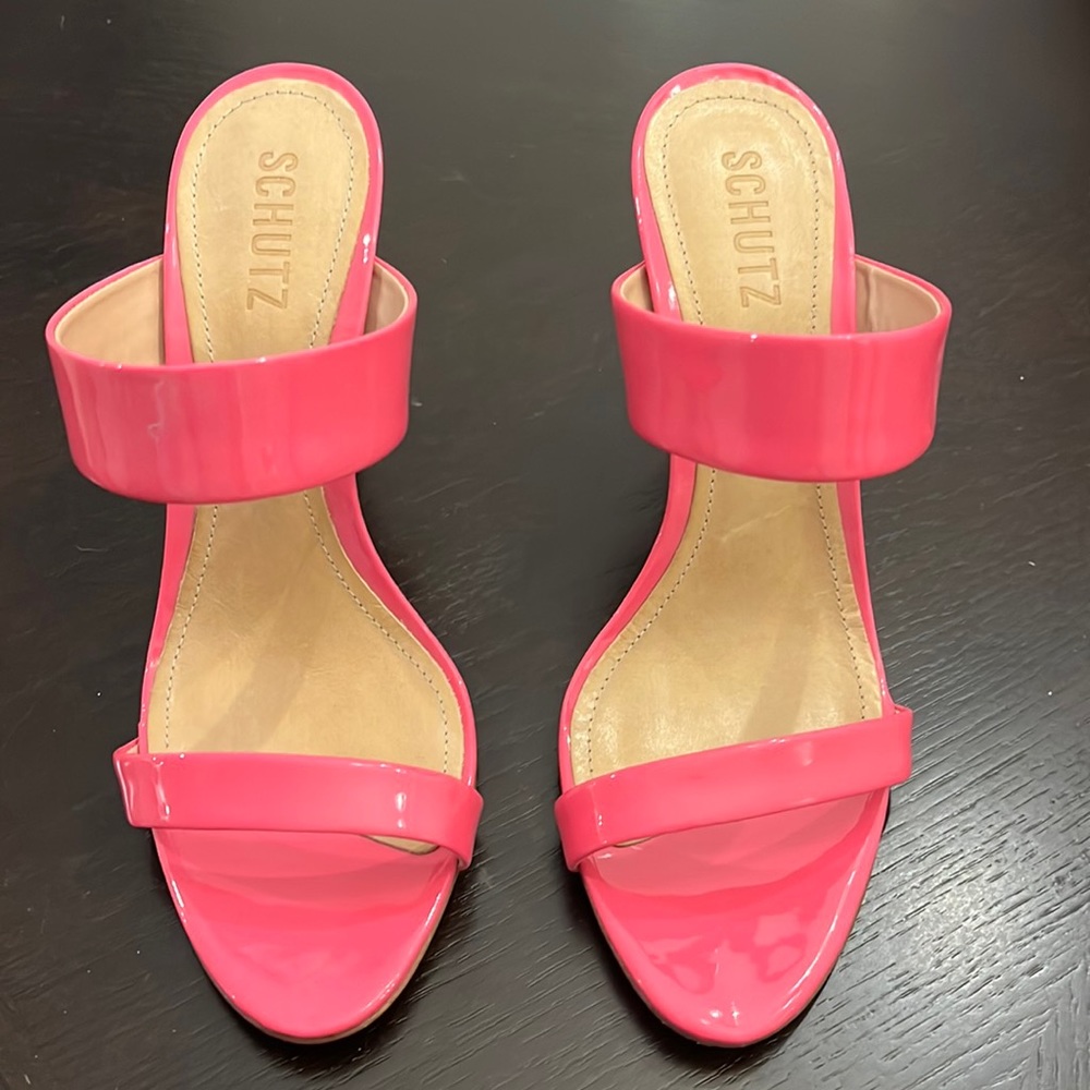 Schutz Leia Neon Pink Heel Sandal
